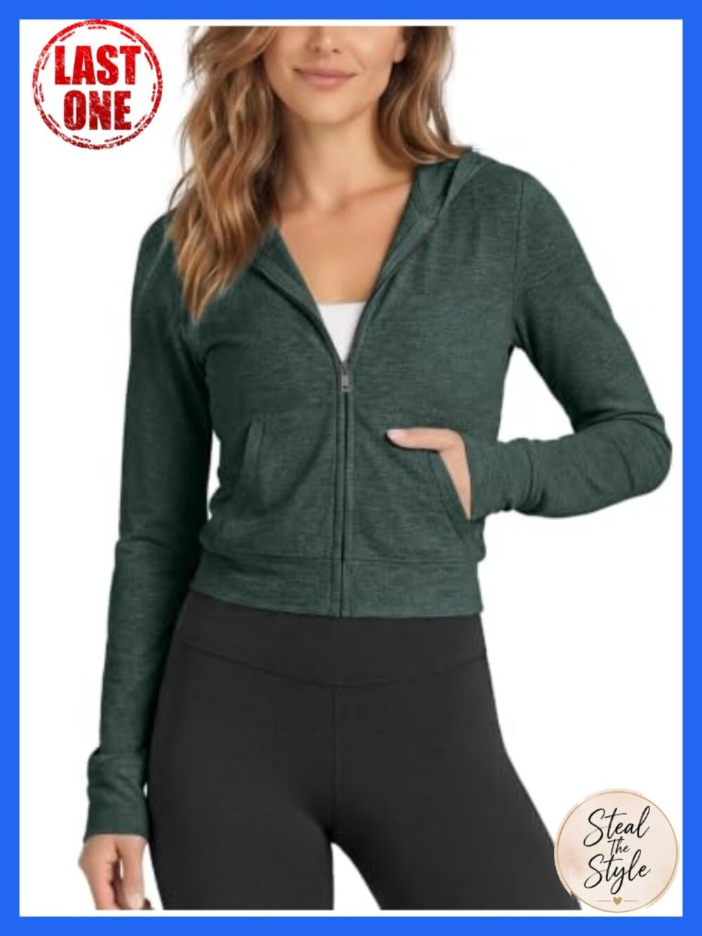 Mini Full-Zip Hoodie Ultra Soft UPF 50+ Cropped Jacket with Pockets